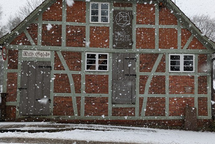 Schneegestöber am nder Wassermühle Sittensen, © Touristikbüro