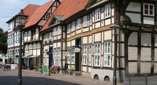 Die schönen Fachwerkhäuser in der Altstadt von Nienburg., © Mittelweser-Touristik GmbH