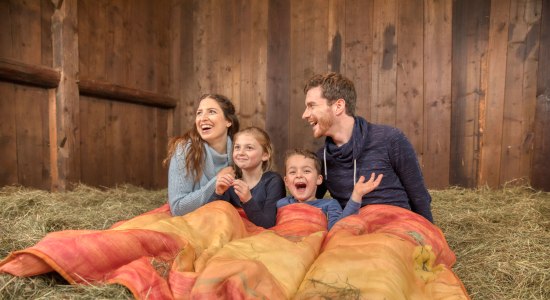 Familie übernachtet auf dem Heuboden, © TMN / Christian Bierwagen