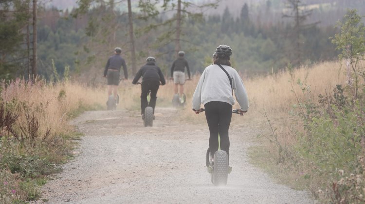 Gruppe fährt mit Monsterrollern den Wurmberg hinunter. , © TMN! | Joline Müller