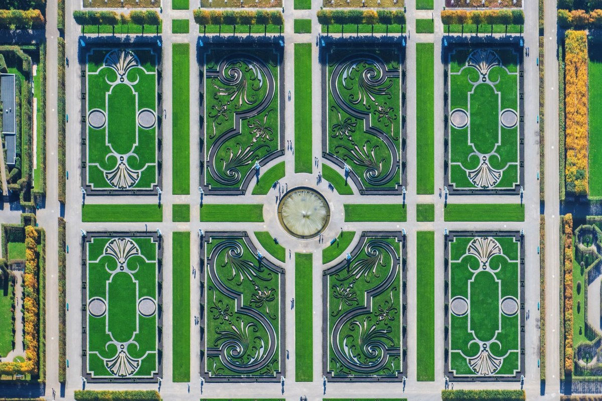 Luftaufnahme: Barockornamente im Großen Garten, Herrenhausen, Hannover, © Martin Elsen